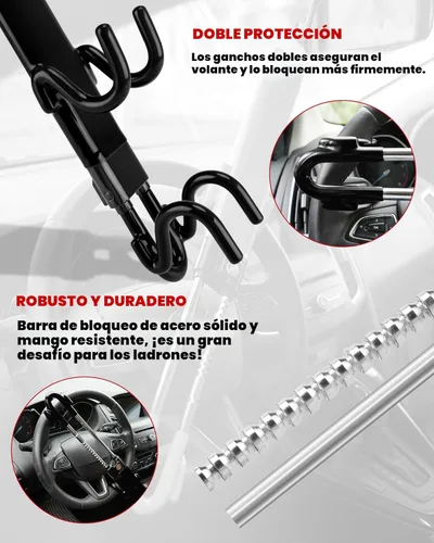 Miniatura 7 de Tevlaphee Bloqueo de Volante Antirrobo Dispositivo para Automóvil de Servicio Pesado Cerradura de Seguridad para Automóvil Dispositivos de Bloqueo