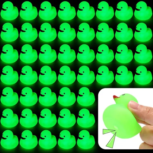 Tradder 50 patos de goma que brillan en la oscuridad de 2 pulgadas que brillan en la oscuridad, flotador de goma para verano, para piscina, baño,