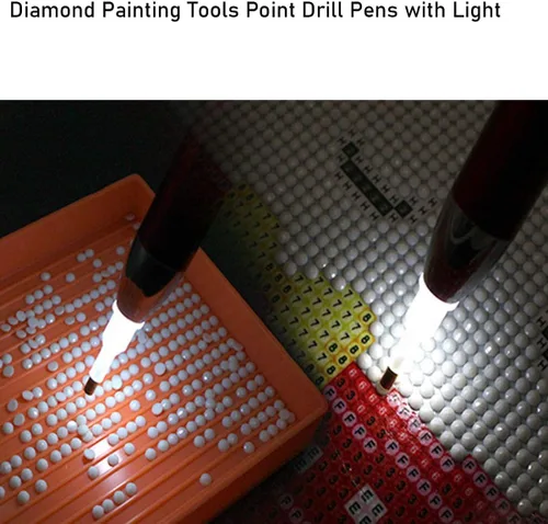 Miniatura 6 de VAVCASE Bolígrafo de pintura de diamante con luz, 3 herramientas de pintura de puntos de diamante, herramientas de pintura de arte de diamante, 4