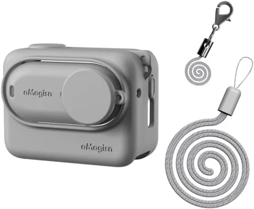 Miniatura 8 de Funda protectora de silicona para cámara Insta360 GO 3 + cápsula de acción viene con cuerda para colgar el cuello (negro)