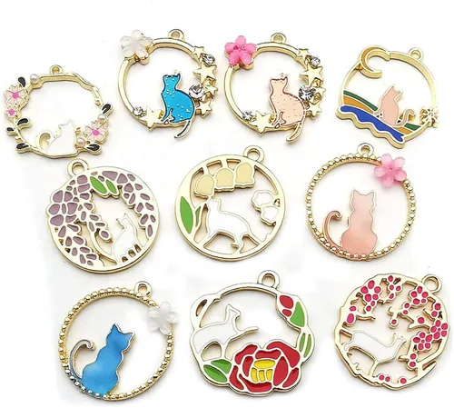 Miniatura 3 de WOCRAFT - Dijes esmaltados chapados en oro para bisutería, elaboración de collares, pulseras, aros, slime, accesorios para manualidades de joyería