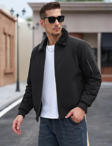Miniatura 3 de TACVASEN Chaqueta bomber para hombre, chaqueta acolchada de invierno, repelente al agua, resistente al viento, chaqueta acolchada gruesa y cálida
