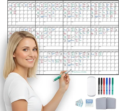 Miniatura 14 de Calendario pequeño de borrado en seco para pared de 17 x 26 pulgadas, mes en blanco para niños, oficina, agenda de aula, planificador mensual