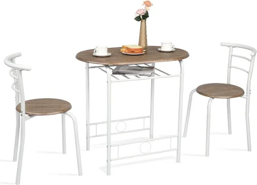 Miniatura 14 de VINGLI Juego de comedor de 3 piezas, juego de mesa de cocina pequeña para 2, juego de mesa de desayuno, mesa de madera de cocina con 2 sillas