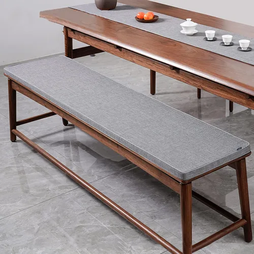 Miniatura 13 de Cojín personalizable para banco, de espuma de alta densidad con memoria, de lino lavable, antideslizante para zapatero, ventana, piano, comedor Gris