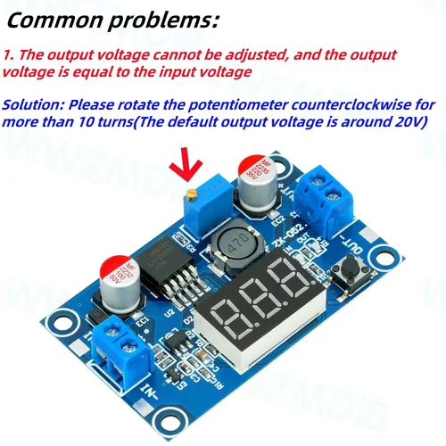 Miniatura 4 de WWZMDiB 3 unids LM2596 DC a DC Buck Convertidor LED Indicador Pantalla 4-40V a 1.25-35V Fuente de alimentación Step Down Módulo (3 piezas)