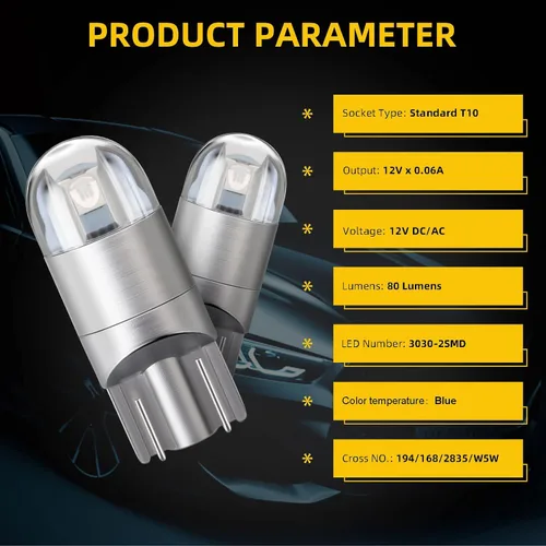 Miniatura 4 de YM E-Bright T10 194 - Luces LED para interior de automóvil, 168 W5W, 3030 chips 2825, bombilla LED, cúpula, mapa, puerta de maletero, luz de azul