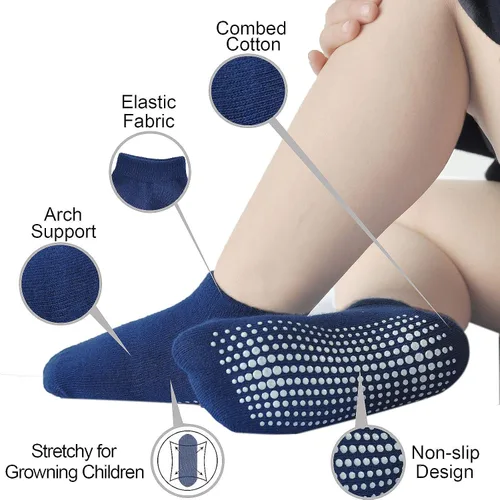 Miniatura 2 de EPEIUS Calcetines de corte bajo antideslizantes para recién nacidos, niños y niñas, calcetines de tobillo con empuñaduras, 12 pares