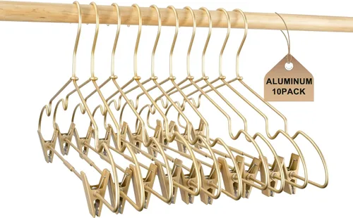Clips de ropa de bebé de metal dorado de 12.5 pulgadas para niños, colgador de ropa para niños, exhibición y almacenamiento, paquete de 10