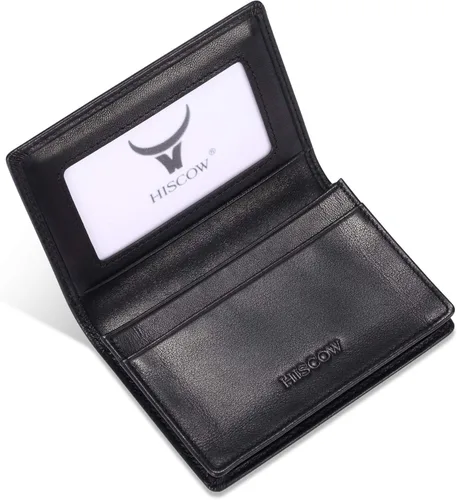 Miniatura 20 de Funda de piel para tarjetas de visita para hombres y mujeres, piel de becerro italiana Café