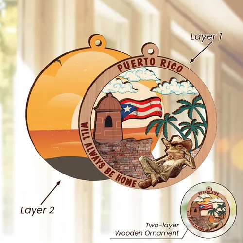 Miniatura 7 de FLAGWIX Regalos de Navidad de Puerto Rico para mujeres y hombres, adornos de madera 2025 para decoración de árboles, adorno de Navidad de Puerto
