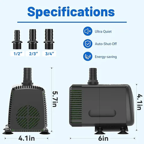 Miniatura 3 de Knifel Bomba sumergible 880GPH con apagado automático, elevación de 10 pies de alto para fuentes, hidroponía, estanques, acuarios y más