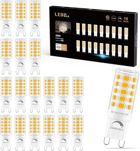 Miniatura 8 de Bombilla LED G9 regulable de 2700 K blanco cálido suave, paquete de 6, T4 G9 de 4 W de reemplazo para 40 vatios de halógeno, base cerámica de doble