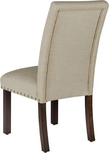 Miniatura 5 de Homepop Decoración del hogar Sillas de comedor clásicas tapizadas Parsons Juego de 2 sillas de comedor decorativas con ribete de cabeza