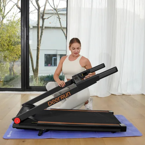 Miniatura 5 de DeerRun Cintas de correr para el hogar con inclinación y asas, cinta de correr plegable de 3.0 HP para espacios pequeños, máquina de correr plegable