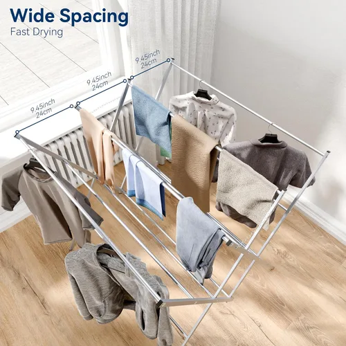 Miniatura 2 de Whitmor Tendedero plegable para ropa, 12 barras de metal para colgar ropa, uso en interiores y exteriores, 36.2 pulgadas de profundidad x 30.3