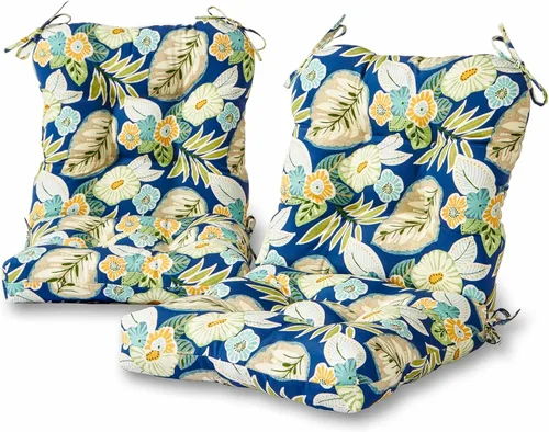 Miniatura 40 de Cojines para silla de exterior con bisagras, diseño de una sola pieza, cojín reversible para asiento y respaldo de patio con lazos, tela