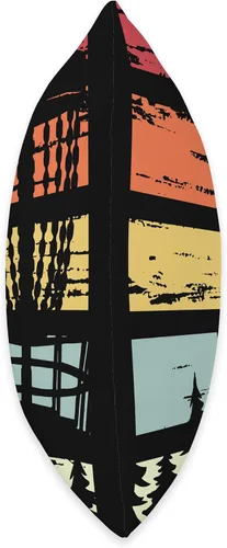 Miniatura 2 de Disc Golfing Abstract Painting Birdie Stroke Par Disc Retro Sunset Target Golfing - Almohada de 9 agujeros, 16 x 16 pulgadas, multicolor