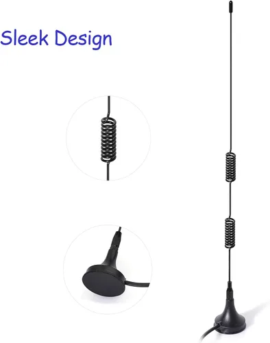 Miniatura 3 de Bingfu Antena de radio de doble banda VHF UHF 136-174MHz 400-470MHz Antena de radio de mano de dos vías Base magnética SMA Antena hembra