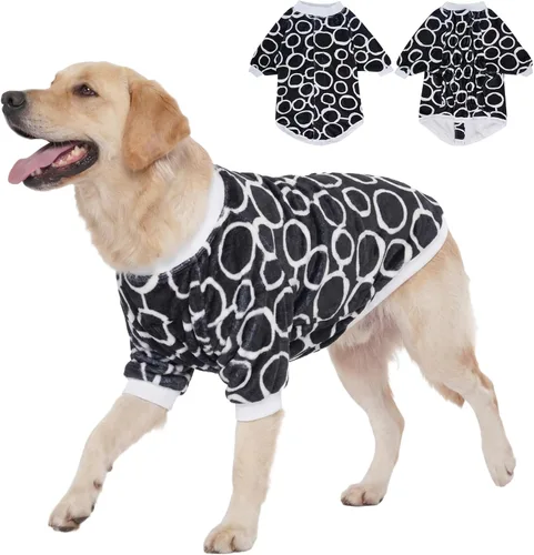 Miniatura 10 de LovinPet Chaqueta para mastín, ropa de invierno ligera de franela mejorada, tela agradable a la piel, ropa fina con estampado de leopardo rosa