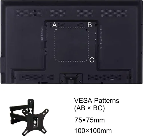 Miniatura 4 de Soporte de pared para TV, monitor de movimiento completo, giratorio e inclinable para monitor LED OLED LCD de 14 a 27 pulgadas, VESA 75 x 75 3.937 x