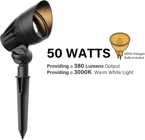 Miniatura 2 de Luz de paisaje de bajo voltaje para exteriores, focos halógenos de 50 W, luces de inundación de 12 voltios, 3000 K, blanco cálido con conector