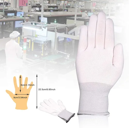 Miniatura 2 de EHDIS Guantes de trabajo blancos de nailon - Envoltura de vinilo antideslizante y guantes de trabajo de construcción de PC