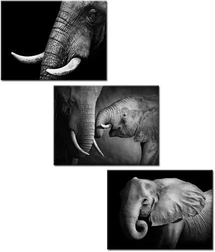 KREATIVE ARTS - Lienzo de elefante blanco y negro, decoración de pared, pintura de animales, impresiones para sala de estar, oficina, impresiones en