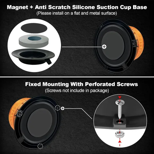Miniatura 5 de Luces estroboscópicas inalámbricas ámbar para camiones, luz LED recargable de 3600 mAh con base magnética y ventosa, luces de precaución de peligro