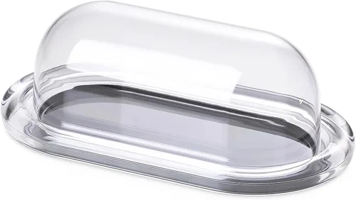 Miniatura 5 de Omada Mantequillera cubierta de acrílico: recipiente grande transparente y blanco para mantequilla y queso crema, plato de mantequilla europeo apto