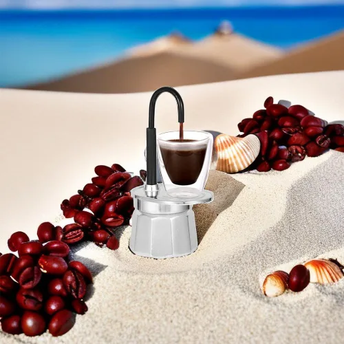 Miniatura 7 de Olla de moka de un solo tubo, 1 taza de 1.7 fl oz de aleación de aluminio con boquilla para estufa italiana para fiestas al aire libre, viajes, 6.7