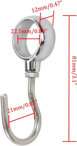 Miniatura 2 de Ganchos ajustables de acero inoxidable para barra de armario, ajuste de varilla de 0.866 in/55/64 de diámetro, 12