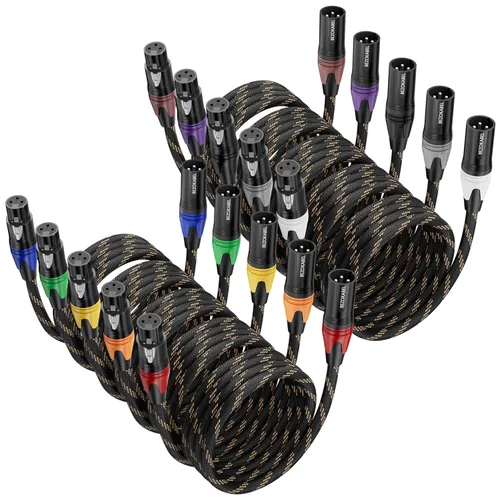 Miniatura 11 de Cables XLR - Paquete de 6 cables XLR trenzados de nailon trenzado y cable de micrófono equilibrado para micrófonos, mezcladores y altavoces