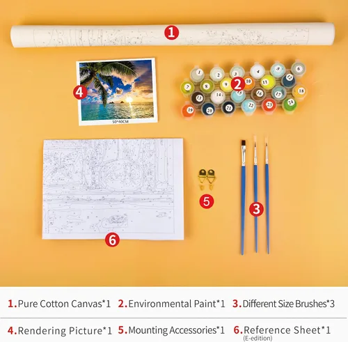 Miniatura 4 de TISHIRON Pintura por números para adultos, niños, playa y adultos, pintura por números, pintura de paisajes de playa azul, manualidades, kits