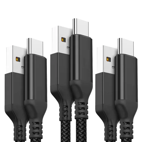 Miniatura 8 de AkoaDa Cable USB tipo C, paquete de 3 cables de carga rápida USB A a USB-C 3.1A de 10 pies para iPhone 17/16/16 Pro/16 Pro Max/15 Galaxy S25 FE S25