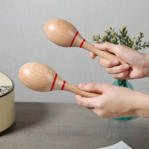 Miniatura 8 de Maracas, Profesional de madera Rumba Shakers mano percusión sonajeros instrumento musical latino con ritmo claro de salsa para adultos niños fiesta