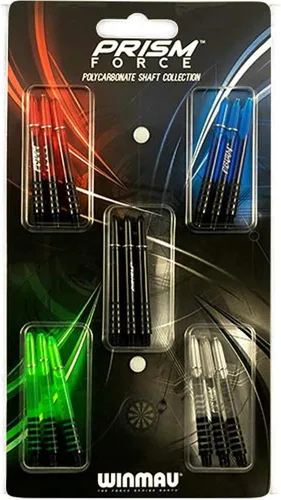 Winmau Prism Force - Cañas de dardos Force Grip, tamaño mediano, 1.91 pulgadas, colores mezclados (5 juegos)