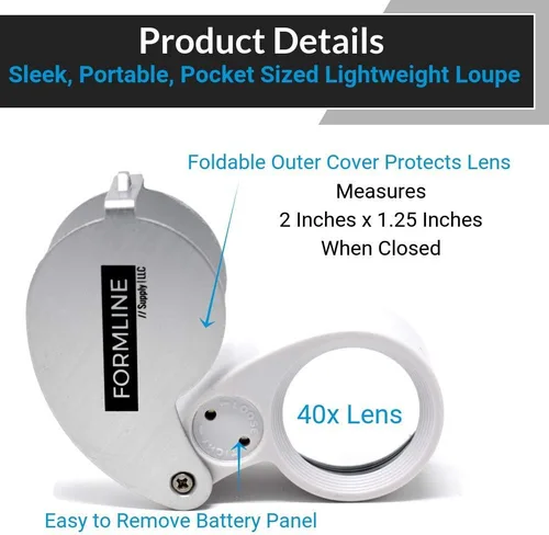 Miniatura 4 de Formline Supply - Lupa iluminada con 40 luces LED para joyeros, lupa buena para jardinería, joyas, antigüedades, monedas, rocas, sellos, Plata/Blanco