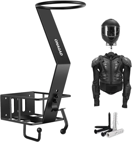 Estante de Pared para Casco de Motocicleta con Bandeja para Guantes, Soporte de Exhibición y Almacenamiento para Casco de Moto y Bicicleta,