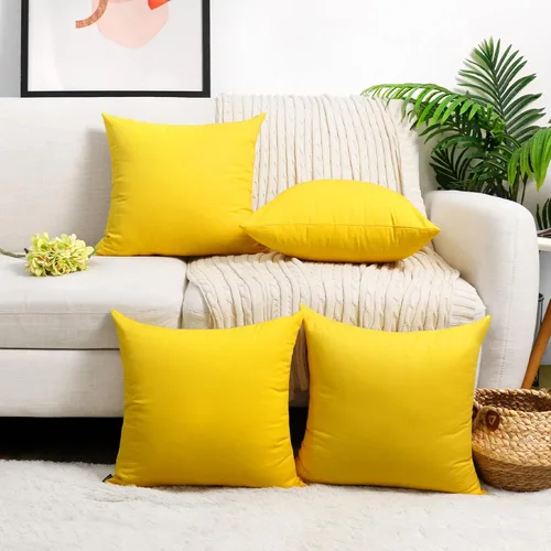 Miniatura 12 de Coddsmz Paquete de 4 fundas decorativas de 100% algodón para cojín cuadrado, funda de almohada de color liso para bricolaje, para sofá y dormitorio