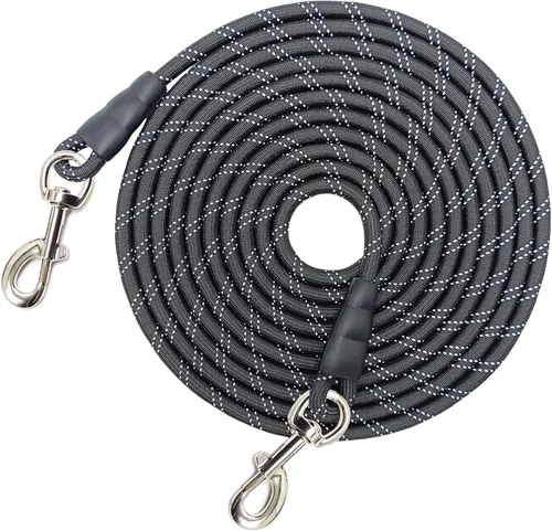 15FT 20FT 30FT 50FT Long Dog Tether, Reflective Tie Out Rope Dog Lead for Yard, Obedience Recall Training Outdoor Camping, Playing, Backyard Runner