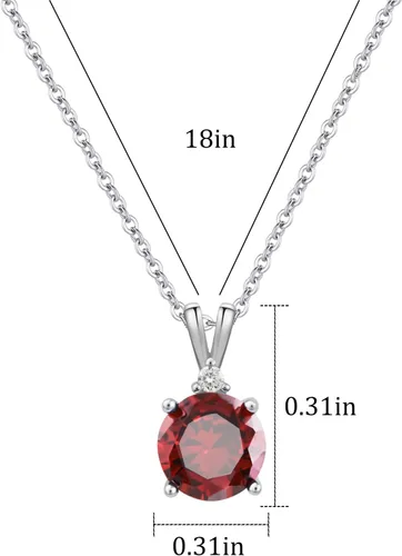 Miniatura 11 de 8mm Round Cubic Zirconia Sterling Silver Necklace Dainty Necklace Birthstone Jewelry Pendant Necklaces for Women