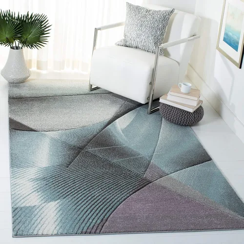 Miniatura 34 de SAFAVIEH Hollywood Collection - Alfombra decorativa de 2 pies 7 pulgadas x 5 pies, gris y azul, diseño moderno de mediados de siglo, no desprende