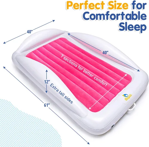 Miniatura 4 de Sleepah Cama de viaje inflable para niños pequeños Cama de aire portátil para niños con protectores de seguridad para niños y bebés – Incluye bomba