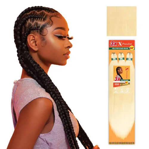 Miniatura 26 de Sensationnel X-Pression - Trenzas prestiradas, 3 unidades, 58 pulgadas, paquete de 1 unidad, 1B
