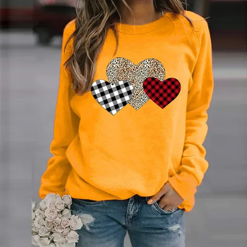 Miniatura 97 de Sudadera de manga larga con estampado de leopardo y corazón para mujer, para el día de San Valentín, sin botones, para niñas, regalos