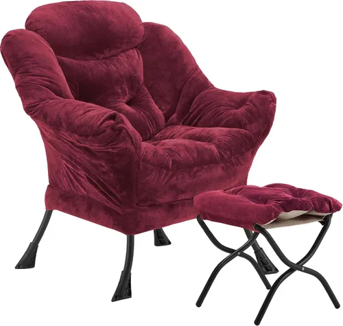 Miniatura 17 de Youtanic - Silla de Tela de Terciopelo Grueso y Acolchado, Cómoda Silla de Estar Contemporánea con Marco Estable, Sillón de Sofá de Ocio
