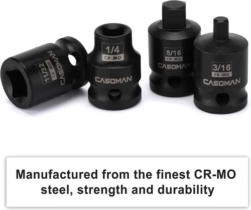 Miniatura 3 de CASOMAN 3/8-inch Drive Pipe Plug Socekt Set, SAE, CR-MO, unidad cuadrada macho cónica, unidad cuadrada hembra biselada, conjunto de 11 piezas