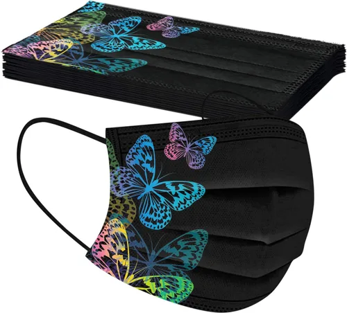 Miniatura 7 de JINF ATRISE - 50 cubrebocas desechables con estampado de mariposas para adultos a la moda reutilizable para exteriores ciclismo a prueba de polvo