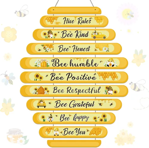 Miniatura 9 de Jetec Placa de Decoración de Abeja Regalo Letrero de Abeja Reglas de Colmena Decoración de Pared Adorno de Margarita de Navidad para Navidad Hogar